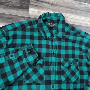 The Vermont Flannel Co Shirt Mens 3XL Button Up Buffalo Check Green Black
